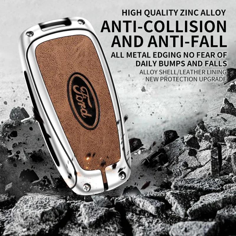 Autoaufkleber 2026 Ford Neu 2025 Heißes Auto Metall Leder Schlüsselanhänger Hülle Ford Fusion Edge Mustang Explorer Expedition Bronco Ecosport