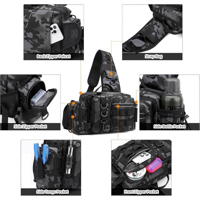 New Model Multi-functional Lure Backpack, Large Waist Bag, Tactical Cross-body Bag for Fishing, Fishing Rod Bag, Outdoor Bag