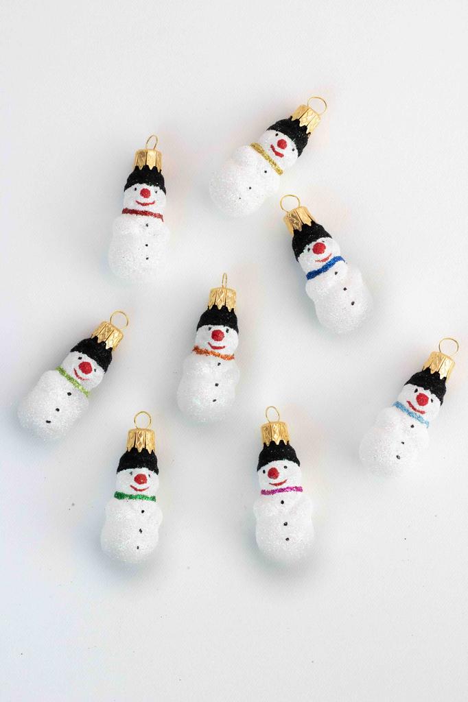 Christmas Glass Bauble For The Christmas Tree - Snowman With A Scarf