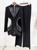 High Street Fashion 2026: Early Spring Hollow Out Hot Drilling Two-Piece Suit Set (Jacket & Trousers)