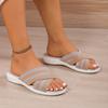 Large Size Slippers New Soft Bottom Outer Wear Thick Bottom Slope Heel Fish Mouth Fly Knitting Cross Sandals Women