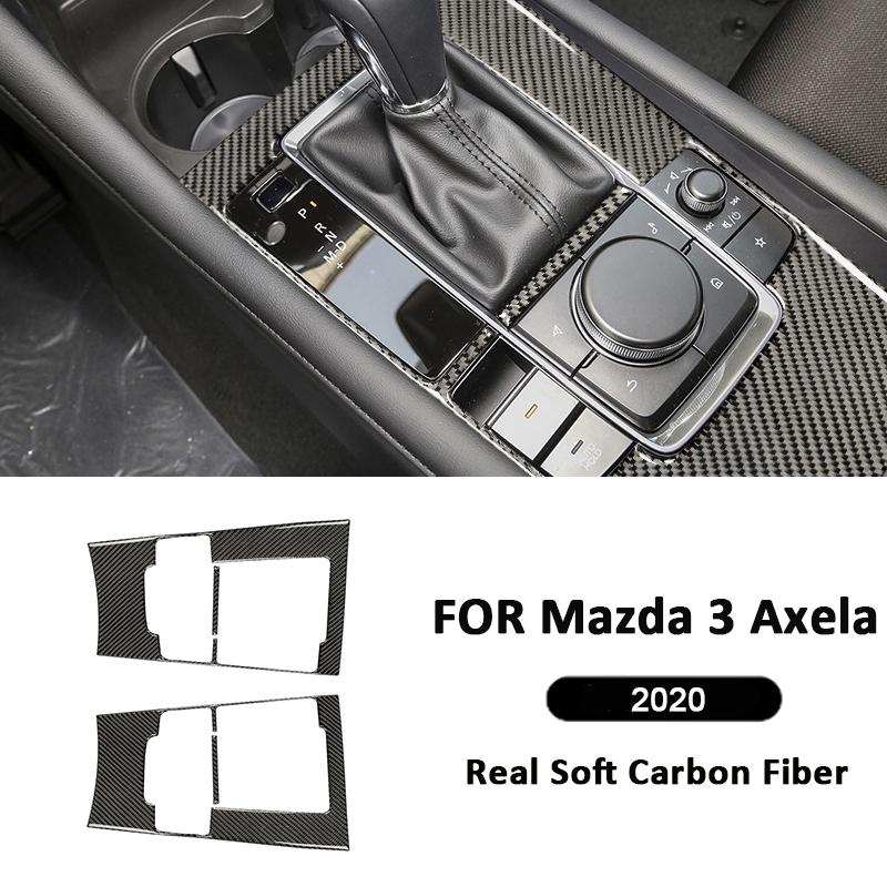 For Mazda 3 Axela  Carbon Fiber Car Center Console Gear Shifter Panel Frame Trim Cover Decoration Sticker Auto Accessories