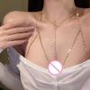 Glänzende Quaste Sexy Brustkette Damen Kreuz Hohl Körperkette Schmuck