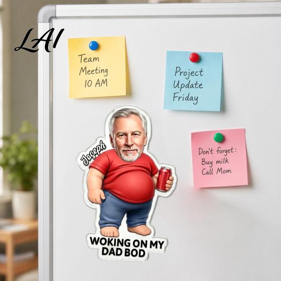 Zachte Buik Koelkastmagneet Papa met Buik Stressverlichter Knijp Notitiehouder Koelkastmagneet Foto voor Keukendecor
