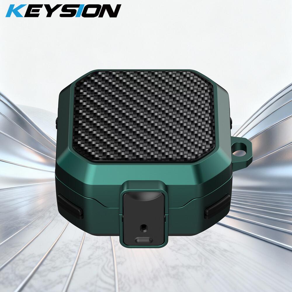 

KEYSION Earphone Case for Samsung Buds4 4 Pro Carbon Fiber Texture Silicone Switch Shockproof Hook Cover for Galaxy Buds 4 Pro for Galaxy Buds4
