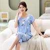 Cotton Silk Pajamas Suit Women's Summer Thin Two Piece Sets Short Sleeve Home Clothing Large Size Sleep Trousers