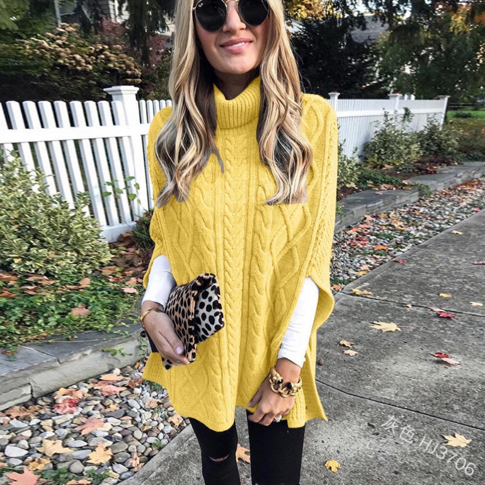 

HNXC Жіночі модні повсякденні одноколірні вільні светри з принтом осінь-зима з високим вирізом XXL