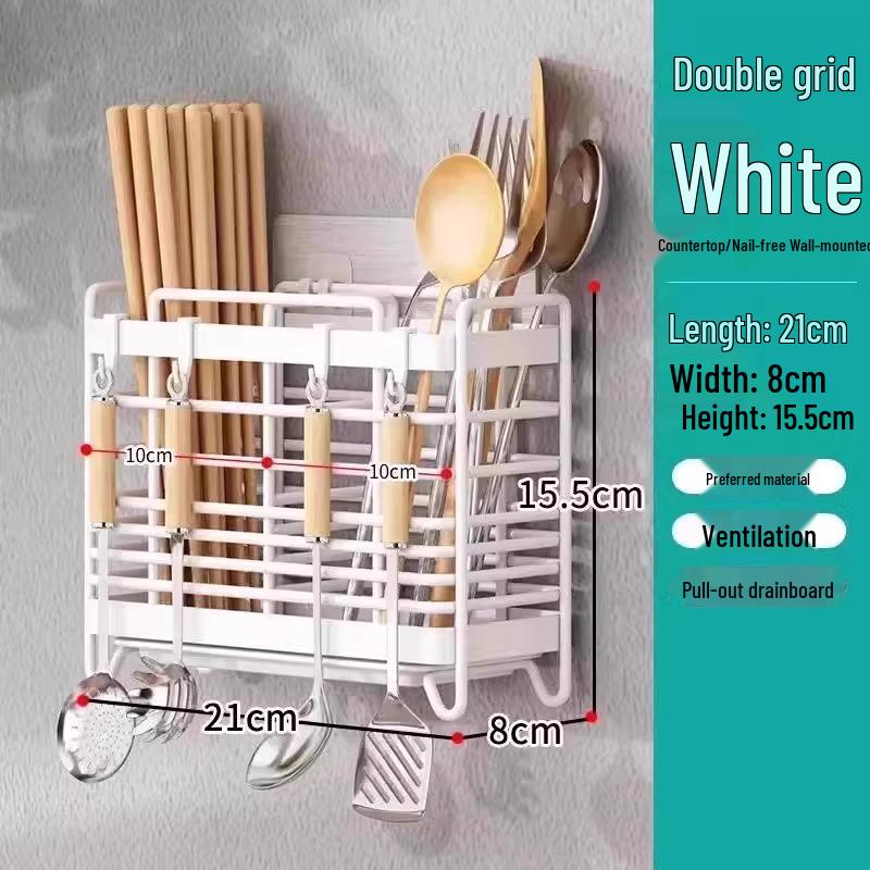 Stainless Steel Wall-Mounted Chopstick and Spoon Holder