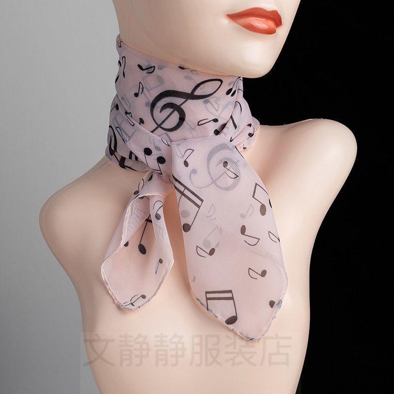 Fashion Printing Music Note Silk Scarf Versatile Decorative Neck Protector Square Yarn Scarf Spring and Autumn Triangular Scarf