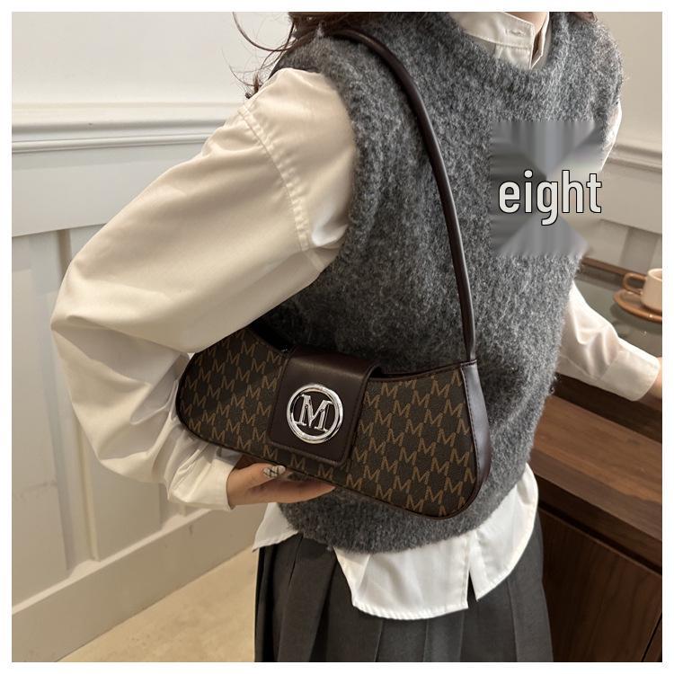 2025 Women's Light Luxury Retro Underarm Shoulder Bag - Trendy, Casual, Letter Print