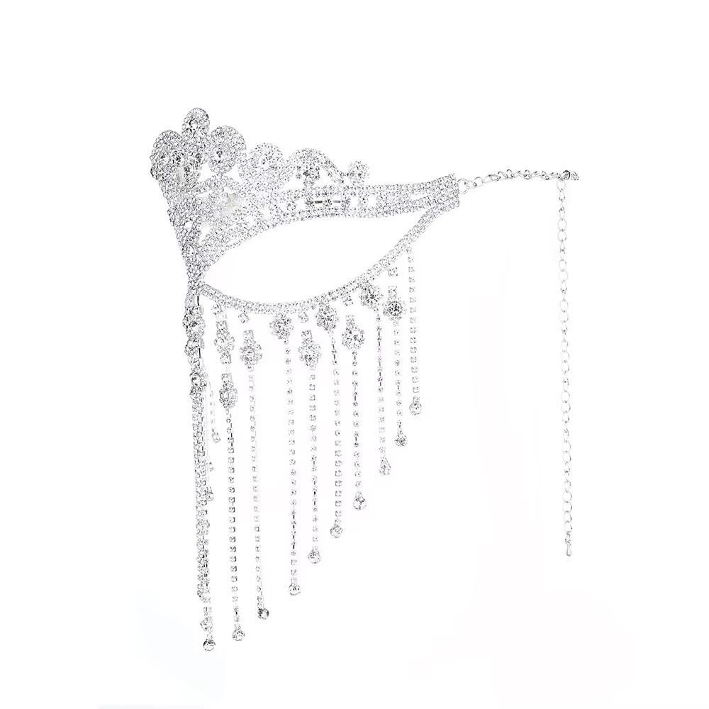 Retro Face Chain Shiny Rhinestone Mask Bohemian Style Masquerade Mask  for Women