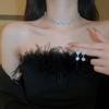 2-piece set of super flash light luxury diamond flower stud earrings neck chain Internet celebrity temperament choker collarbone necklace