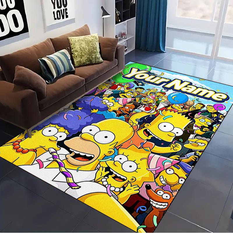 Name Custom Cartoon The Simpsons Carpet Rug for Living Room Bedroom Home Sofa Decoration,Kids play Non-slip Floor Mat