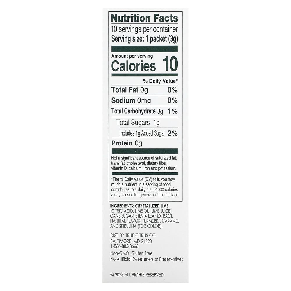 IHerb True Citrus True Lime Bevanda Miscelata Originale Limeade, Confezione da 10, 3g (0,11 once) Ogni