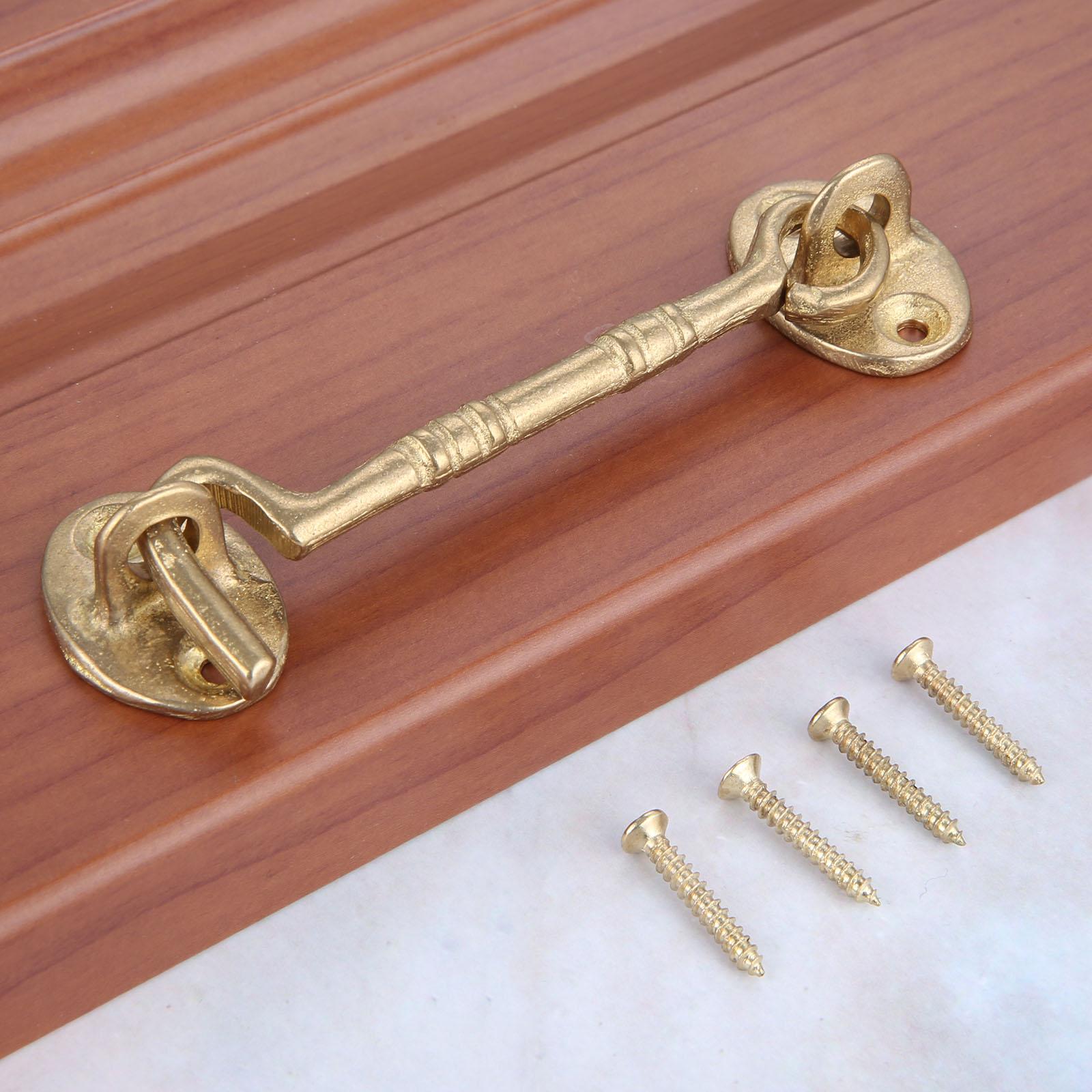 

Антикварная бронзовая защелка с крючком и петлей, крючок и петля для шкафа, латунь, усиленная защелка для двери, ворот, окна, шкафа, сарая, 11 см серебряный