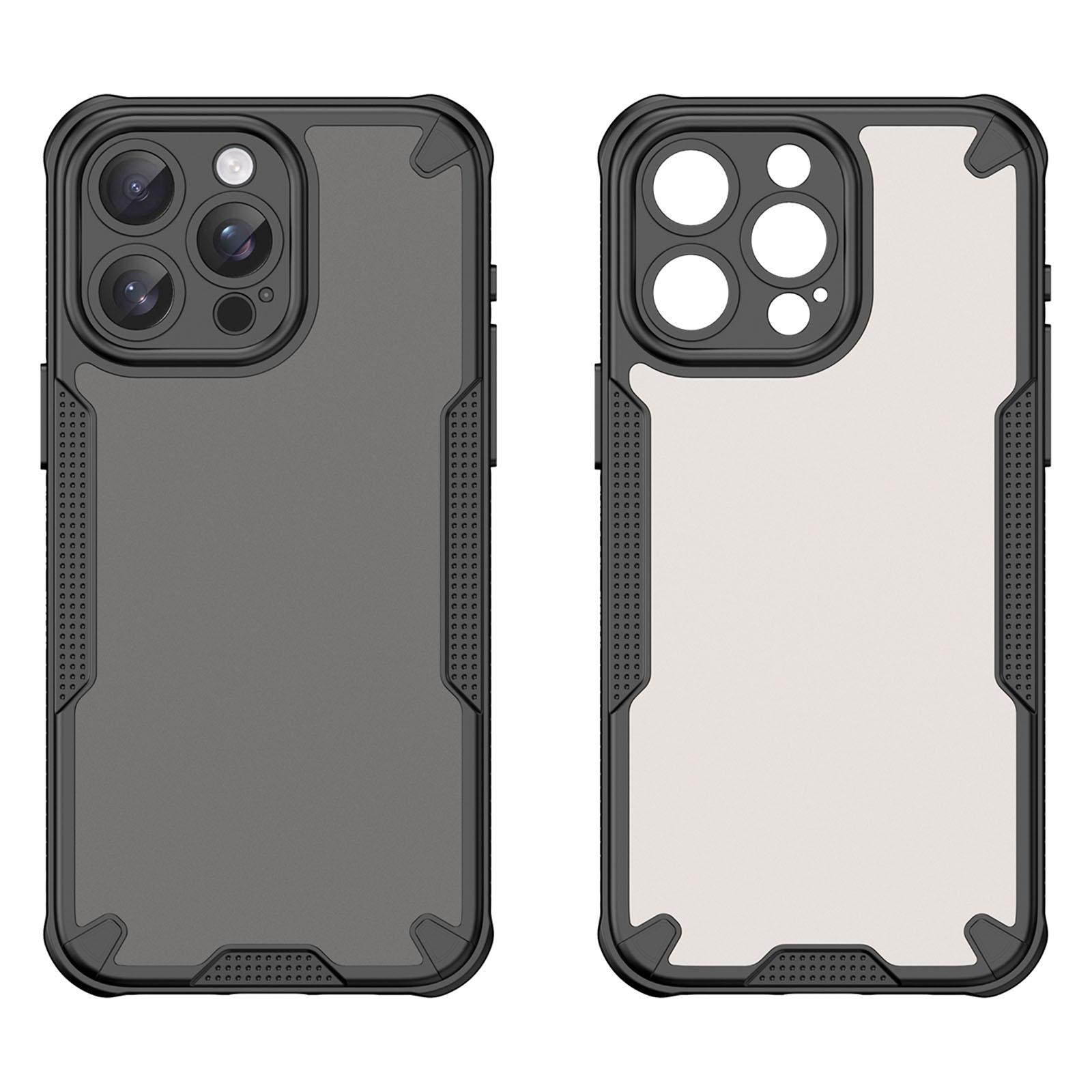 

Armor Series For iPhone 15 Pro Case PC+TPU Semi-Transparent Frosted Finish Protective Phone Cover Black