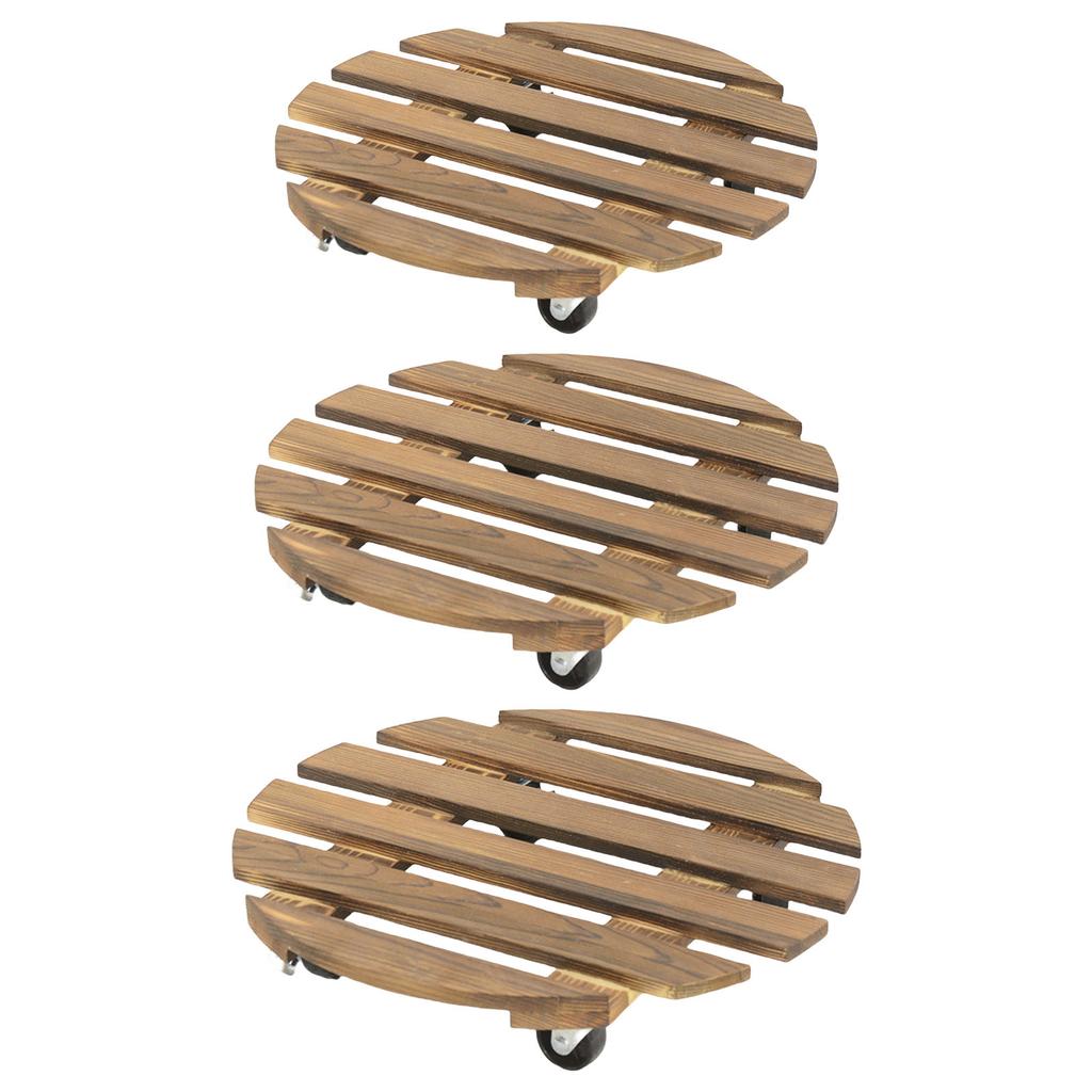 Rolling Wood Planter Potted Plant Stand with Wheels Flower Pots Rack Indoor Outdoor Planter Trolleys Rolling Tray Garden