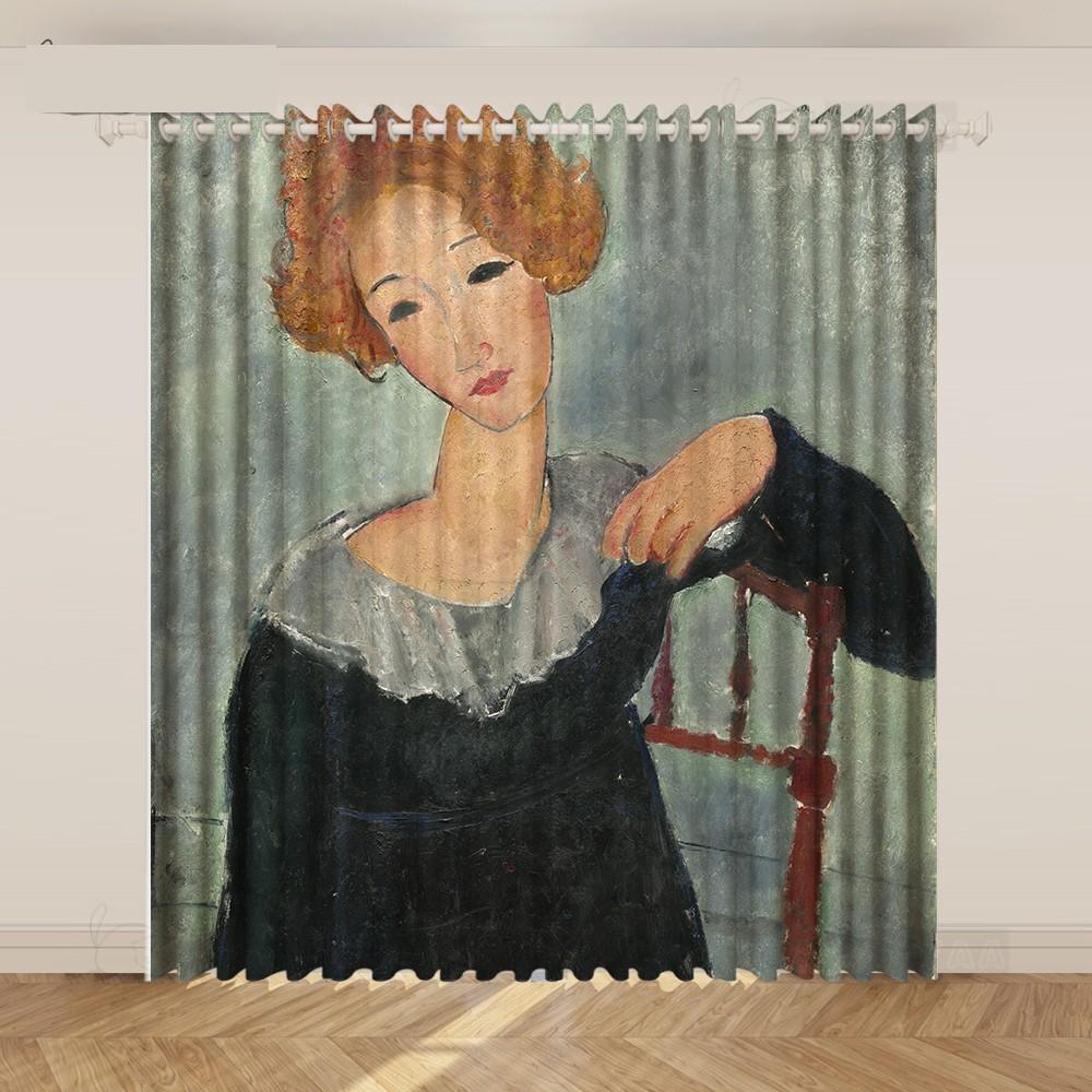 2KS Modigliani Portrét Mistrovské Malby Závěs Umělec V Pracovním Studiu Moderní Nika Severský Závěs do Obývacího Pokoje cortinas