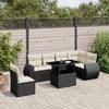 VidaXL Salon de jardin 7 pcs avec coussins noir résine tressée 3268566