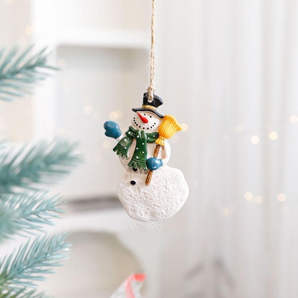 Resin Christmas Tree Hanging Ornament Snowman Xmas Pendant Festive Ornaments