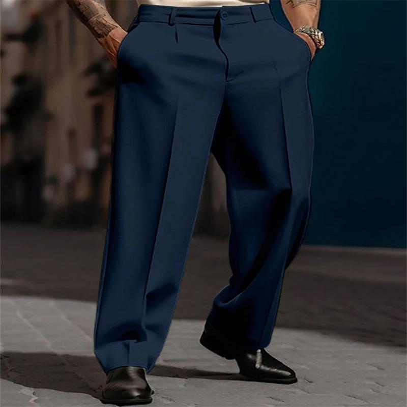 Men's Clothing Formal Slant Pocket Straight Solid Color Comfortable Breathable Outdoor Fashionable Trousers for Daily Outings