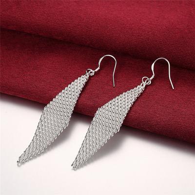 Japanese and Korean Simple Silver Earrings Women's Earrings Silver Plated Braided Earrings