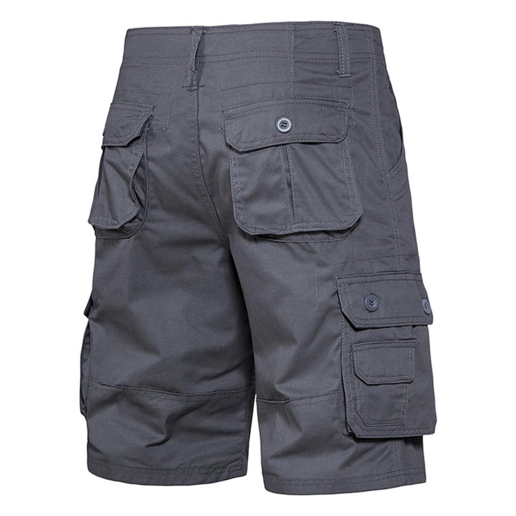 Men's Summer Multi-Pocket Cargo Shorts Men's Casual Fashion Solid Color Loose Cargo Shorts