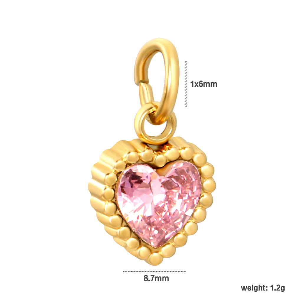 2026 New Waterproof 18K Gold Plated Stainless Steel Oval Heart Shape Cubic Zirconia Pendant Charms for DIY Jewelry Making