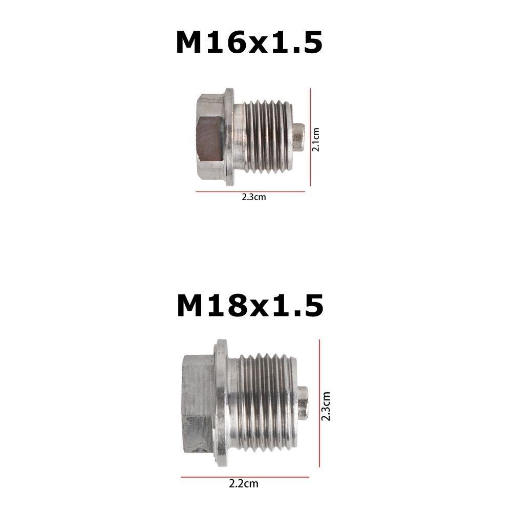 M12x1.25 M12x1.5 M12x1.75 M14x1.5 M16x1.5 M18x1.5 Stainless Steel Magnetic Oil Drain Plug Oil Drain Sump Nut Silver Auto Parts Oil Drain Plugs 3