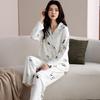 Women's Pure Cotton Long Sleeve Pajama Set - Loose Fit, Plus Size, for Autumn/Spring