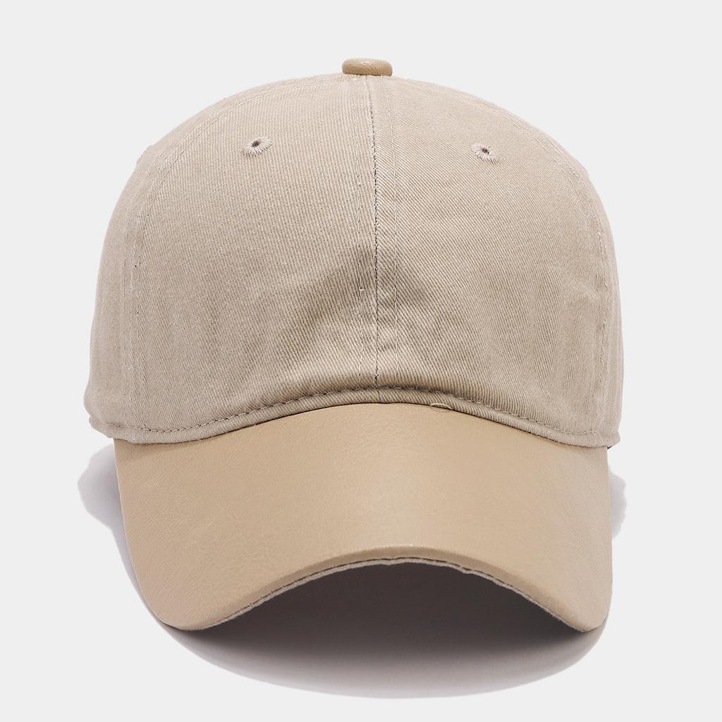 Retro Leather Hat Contrasting Color Soft Top Baseball Cap Showing Small European and American Fashionable Baseball Cap Covering Men and Women