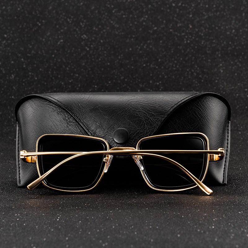Unisex Vintage Square Frame Sunglasses: Trendy Metal Thick-Rimmed Outdoor Fashion