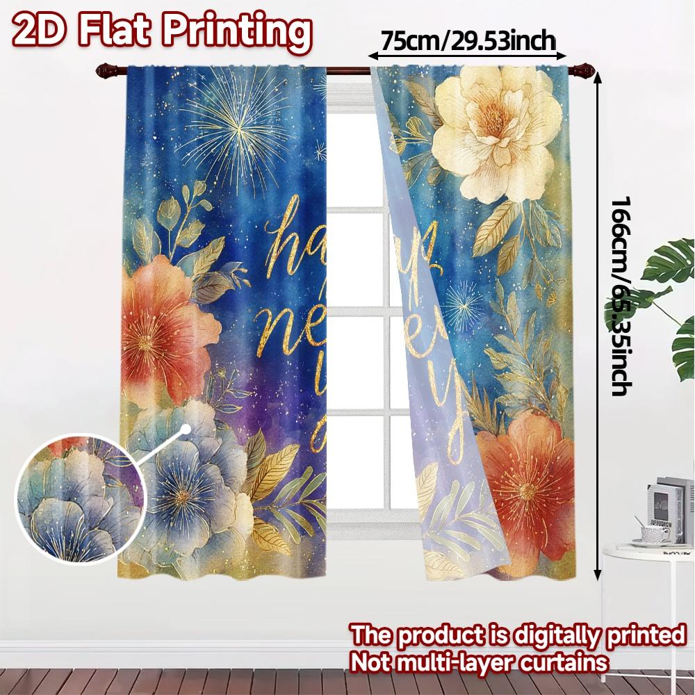 Modern Flat Printing Jit Curtains Without Rod Festive Cityscape Window Treatment Semi Room Sheer Set Of 2 Made Polyester