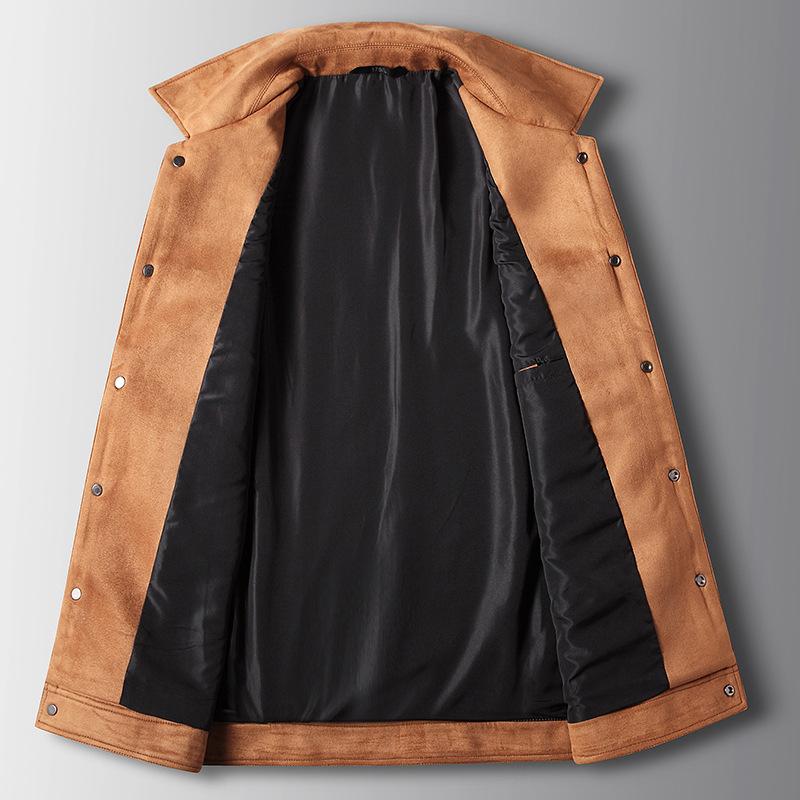 Spring, Autumn and Winter New Suede Middle-aged and Young People Loose Micro-wide Version Casual Tooling Jacket Tide