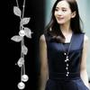 Korean Spring Pearl Leaf Tassel Necklace Pendant for Sweaters