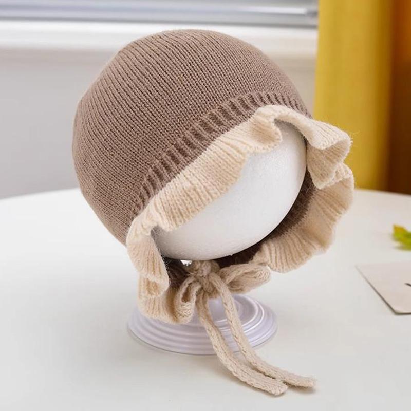 Autumn And Winter Baby Warm Lace Baby Knitted Hat Knitted Thickened Baby Ear Protection Hat Baby Knitted Hat Baby