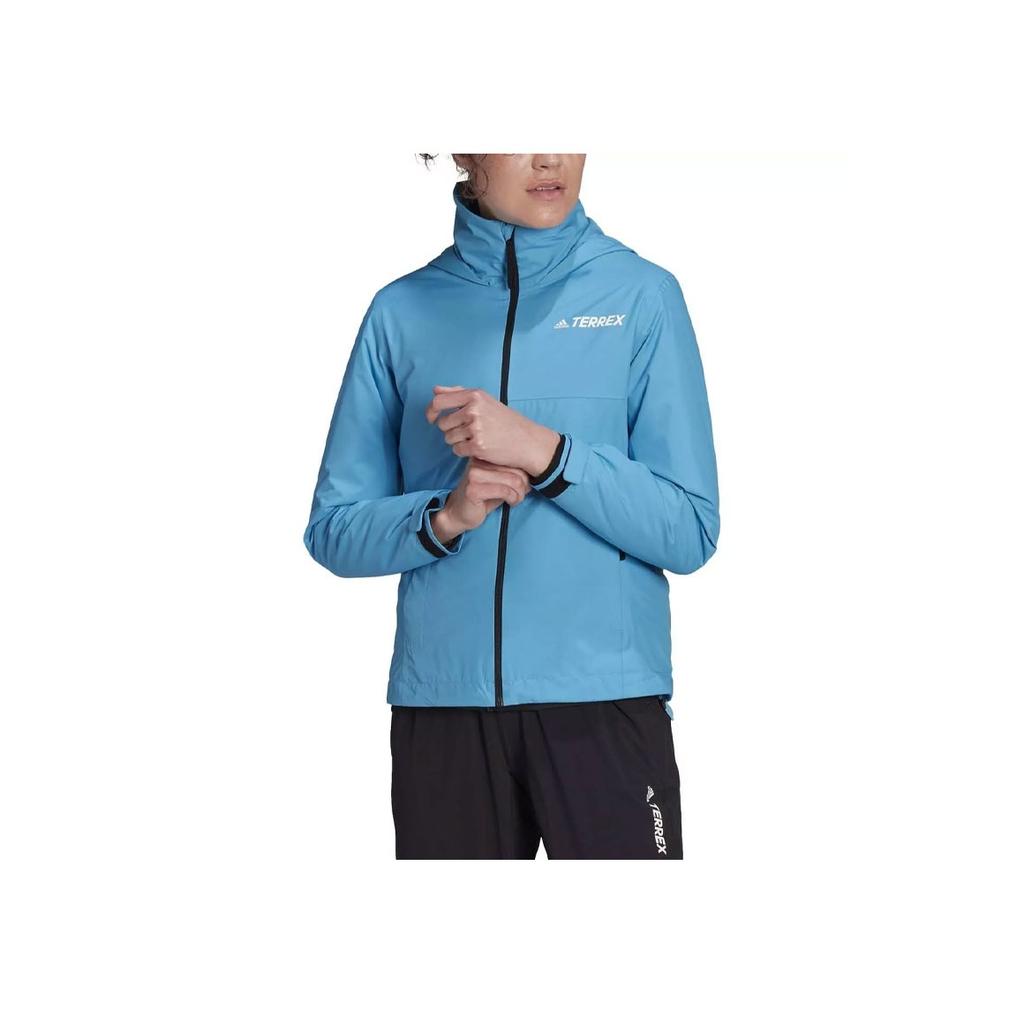 Adidas Womens Mountain Rain Resistant Jacket With Letter Print Women Jacket Blue HA2318