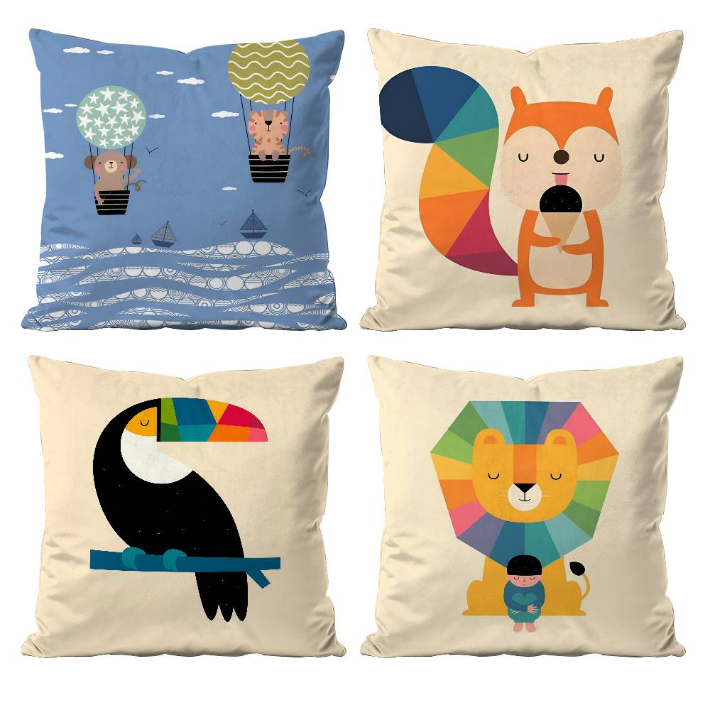 Nordic Modern Anime Pillow Case Anti-dustmite Pillowcase Invisible Zipper Silky Short Plush Sofa Cushion Cover