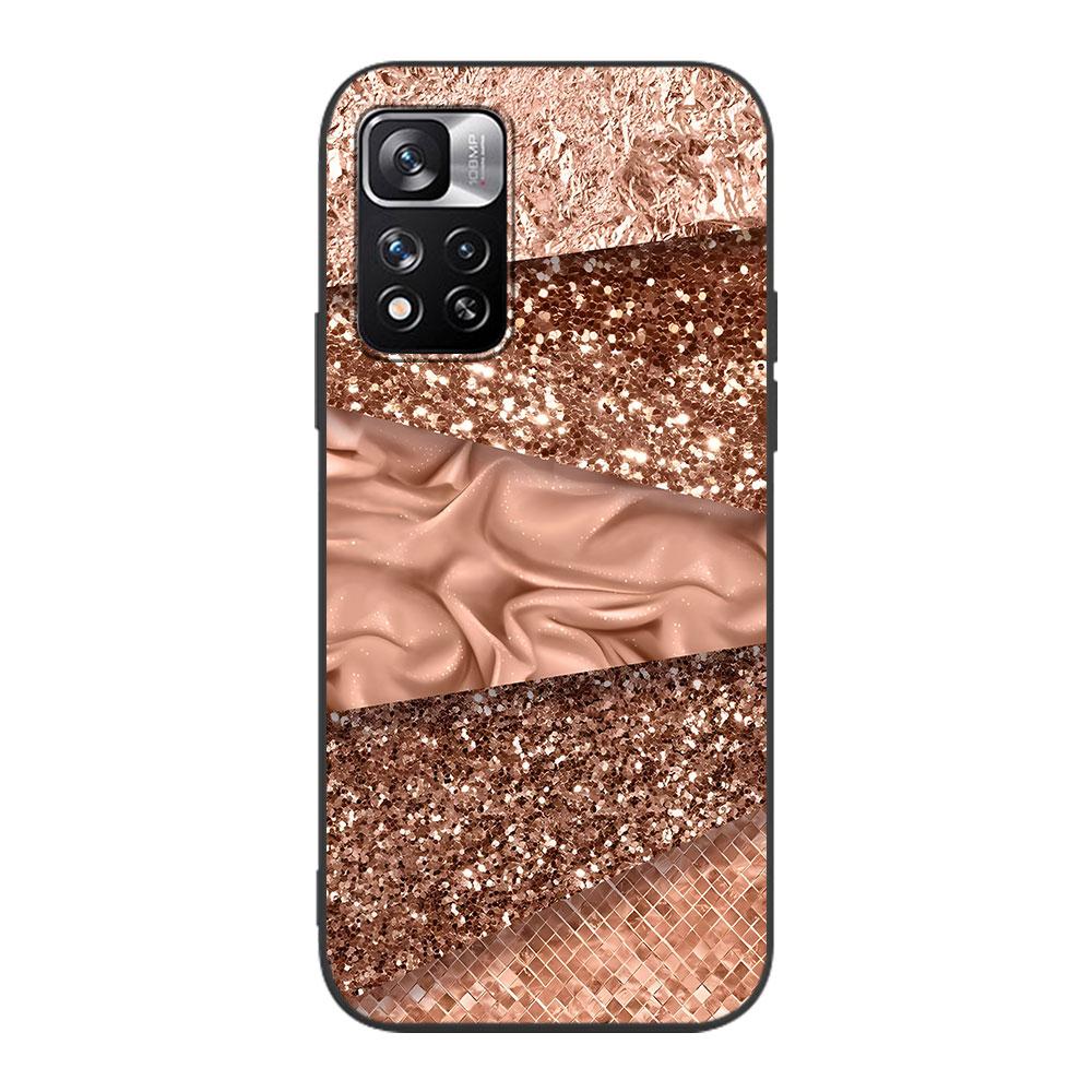 Love Rose Gold Style Case for Xiaomi Redmi Note 11 10S 8T 10 12 Pro Plus 11T 8 9 11E 11S 5 Pro 9S 7 Soft TPU Black Phone Cover