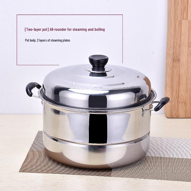 Stainless Steel Three-Layer Steamer with Tray and Soup Pot for Induction Cookers