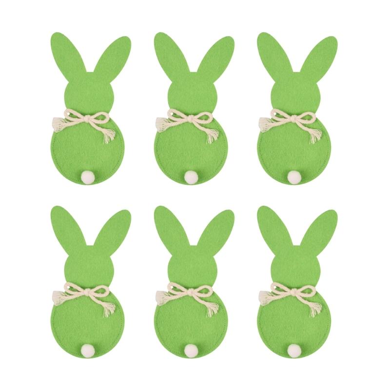 Cutlery Case Lovely Rabbit Cutlery Holder Cutlery Bag for Easter Christmas New Year Decor Non Woven Cloth Resuable 6PCS