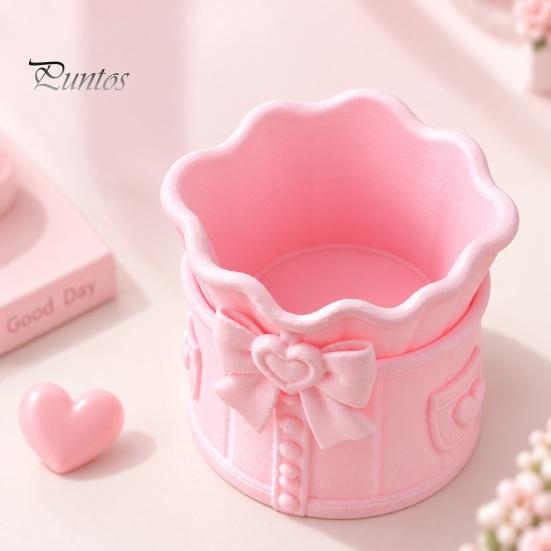 Pink Bow Stationery Holder Makeup Brush Holder, 3D Printed Desk Organizer, Cosmetic Brushes Container & Pen Storage Cup for Vanity Decoration