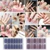 No Baking Lamp Waterproof Nail Wraps Full Cover Nail Stickers Solid Color 14 Nails/Set Multi Color Nail Art Look Patch Firm