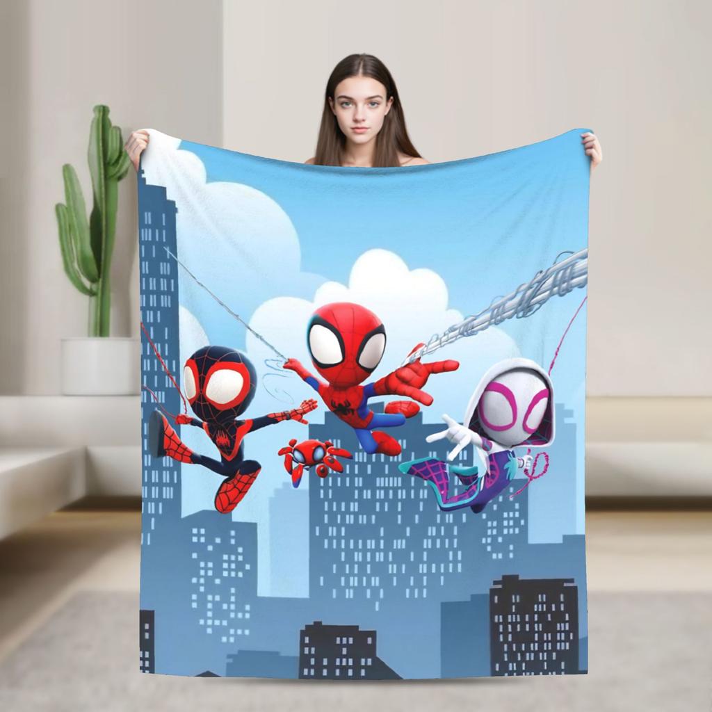 Spidey And His Amazing Friends Blankets Super Soft Funny Plush Throw Blanket For Chair Sofa Bed Flannel Bedspread Bed Cover