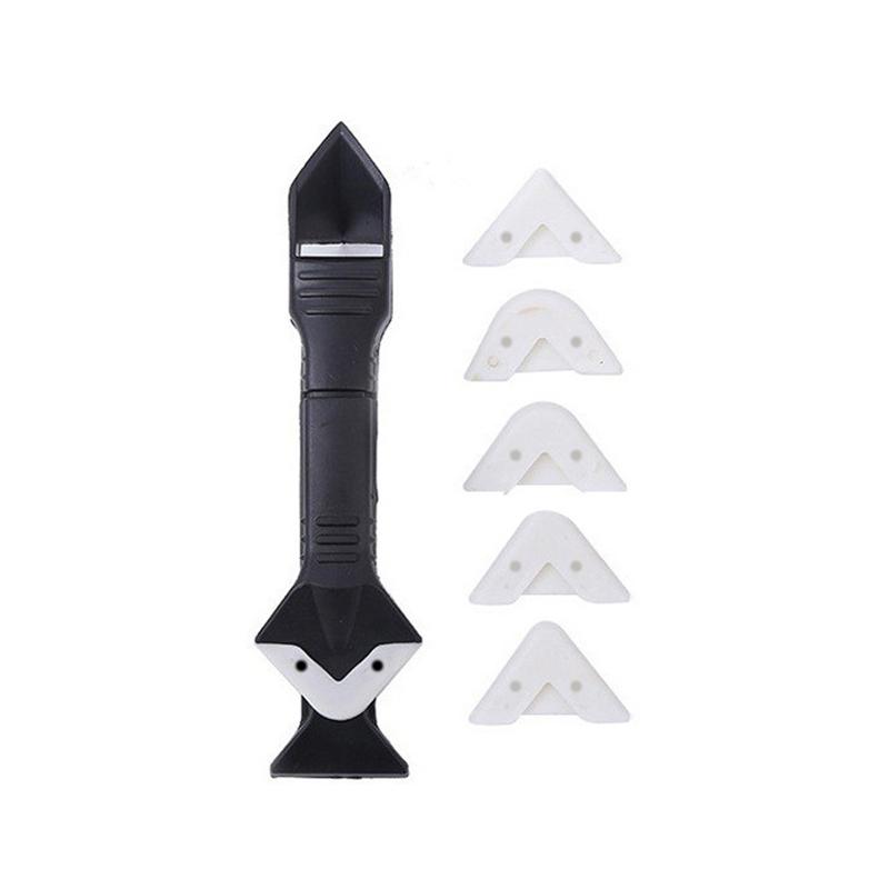 

5In1 Silicone Scraper Squeegee Glue Remover Knife Caulking Angle Beauty Crack Trowel ToolGrout Scraper Kit With 5pc Scraper Head