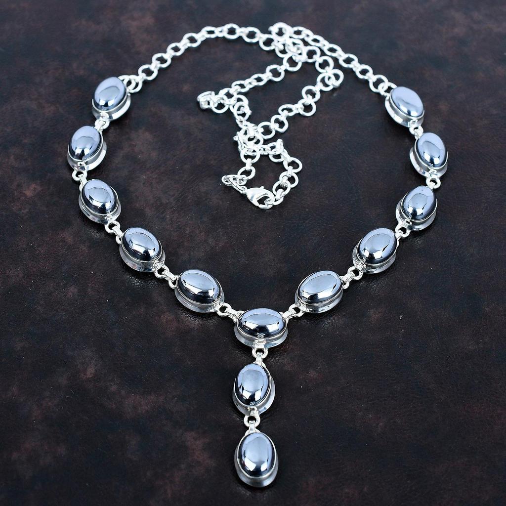 Schungit Halskette 925 Sterlingsilber Halskette verstellbare Kettenhalskette Schungit Edelstein Schmuck handgefertigte elegante Halskette Geschenke für Ehefrau