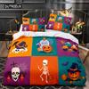 Halloween King Queen Duvet Cover Kawaii Cartoon Skull Bedding Set Kids Boys Orange Pumpkin Skeleton 2/3pcs Polyester Quilt Cover