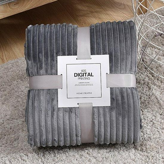 Thick Striped Flannel Fleece Blanket - Super Soft Throw for Office, Yoga, or Gift