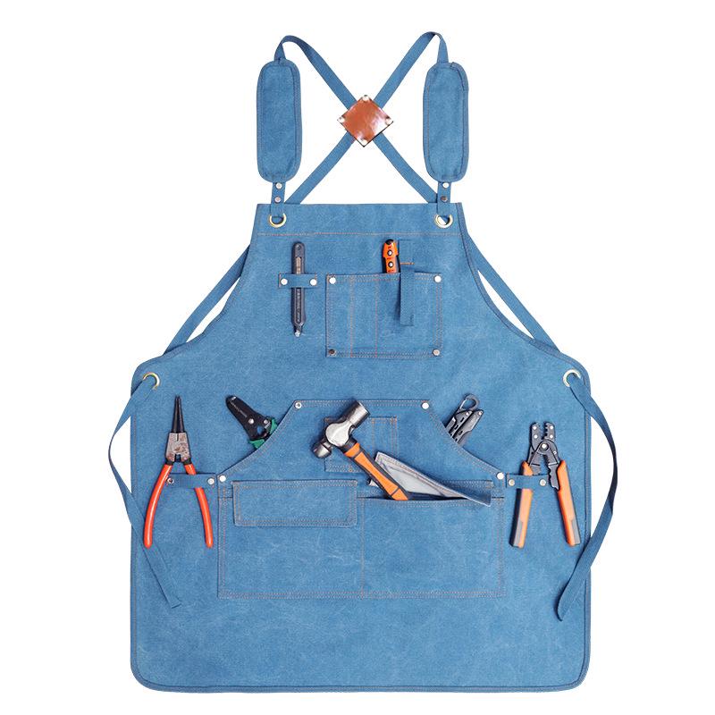 Modern Thick Canvas Apron with Custom Logo for Woodworking, Electrician, and Gardening Tasks