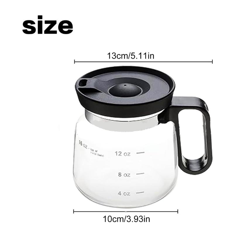 Tasse à café en verre transparent Capacité 16 onces Avec couvercle en silicone et prise ergonomique Facile à nettoyer Passe au lave-vaisselle